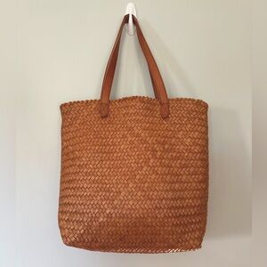 Madewell Leather Woven Medium Transport Tote, excellent condition, caramel color